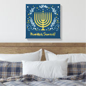 Decoratief Menorah Hanukkah Wood Wall Art Canvas Afdruk (Insitu (Slaapkamer))