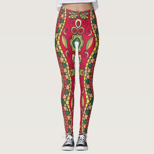 Decoratief met de hand getekend naadloos Abstract  Leggings (Voorkant)
