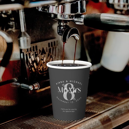 Decoratief modern huwelijk Mr & Mrs Bk ID887 Papieren Bekers