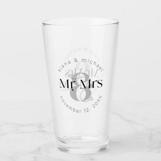 Decoratief Modern Wedding Mr & Mrs ID887 Glas (Voorkant)