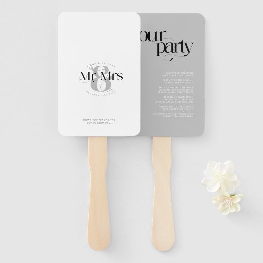 Decoratief Modern Wedding Mr & Mrs ID887 Handwaaier (Voorkant en achterkant)