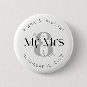 Decoratief Modern Wedding Mr & Mrs ID887 Ronde Button 5,7 Cm