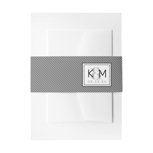 Decoratief Modern Wedding Pinstripe ID887 Uitnodigingen Wikkel (Voorkant Voorbeeld)