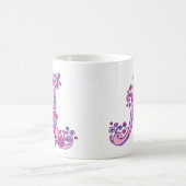 Decoratief Monogram A harten en bloemen roze mok (Center)