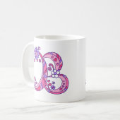 Decoratief Monogram B harten en bloemen roze mok (Voorkant links)