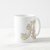 Decoratief Monogram Een hart en bloemen mok (Voorkant rechts)