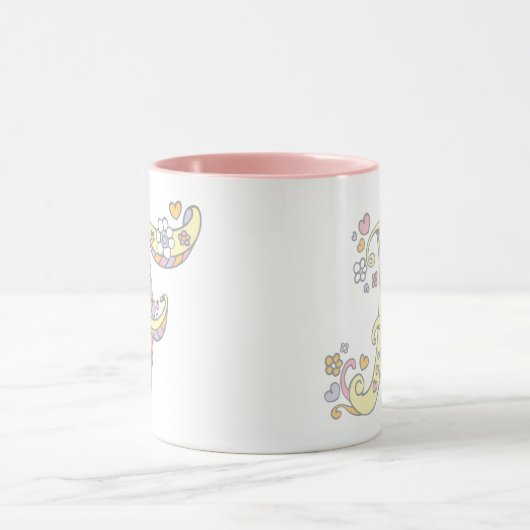 Decoratief Monogram F harten en bloemen mok (Midden)