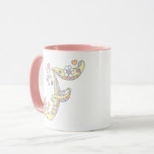 Decoratief Monogram F harten en bloemen mok (Voorkant links)