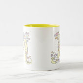 Decoratief Monogram M harten bloemen kunst mok (Center)