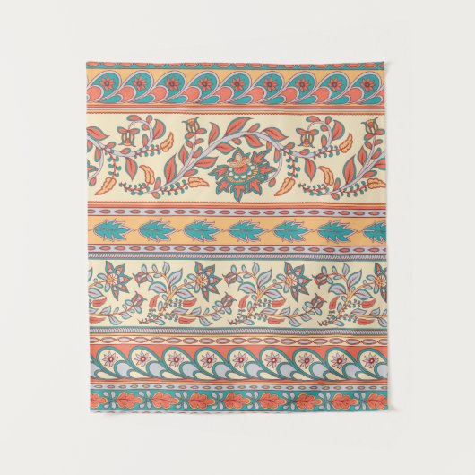 Decoratief naadloos grenspatroon met bloem wandkleed (Voorkant)