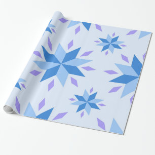 Decoratief Nederlands Snowflake Blauw Geometrisch Cadeaupapier