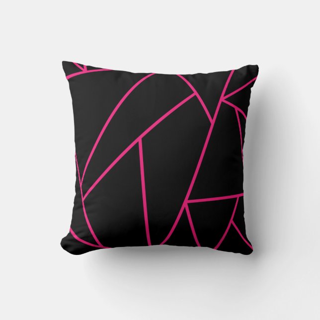 Decoratief omkeerbaar Neon Pink en Black Mosaic Kussen (Voorkant)