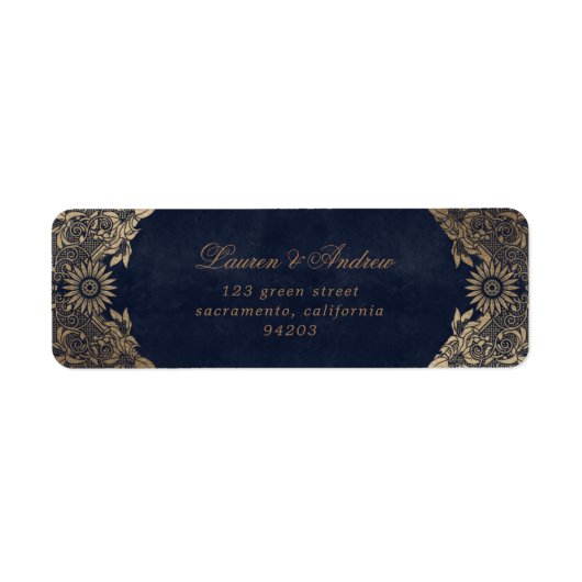  decoratief ornament goud Retouradres Etiket (Voorkant)