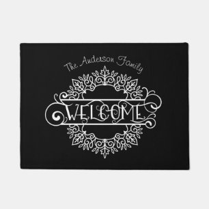 Decoratief ornament welkom gezin deurmat