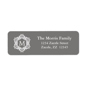 Decoratief ornamentaal Lijst Grijze witte monogram Etiket