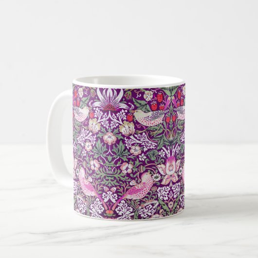 Decoratief Paars William Morris Strawberry Thief Koffiemok (Voorkant links)