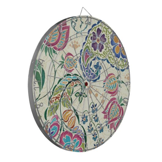 Decoratief pacock en kleurrijke bloemen dartbord (Voorkant Links)