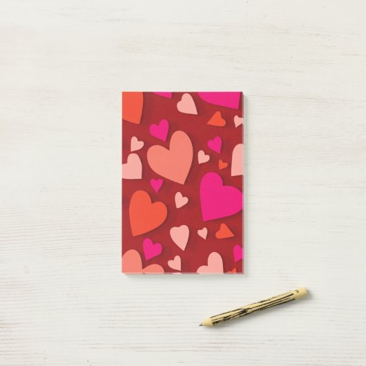 Decoratief papier hart 6 post-it® notes (Op bureau)