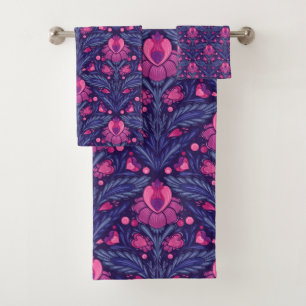 Decoratief patroon met harten bad handdoek