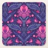 Decoratief patroon met harten vierkante kartonnen onderzetter (Voorkant)