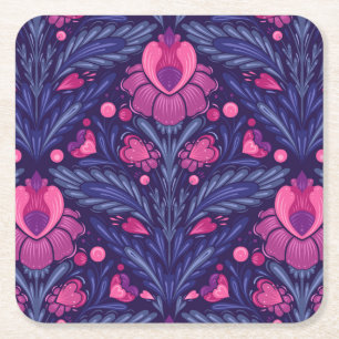 Decoratief patroon met harten vierkante kartonnen onderzetter