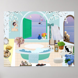 Decoratief Poster van de badkamer met voetbad van 