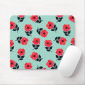 Decoratief Red Mint Floral Pattern Muismat (Met muis)