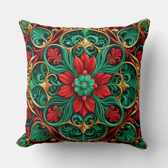 Decoratief rood groen kerst Sierkussen (Voorkant)