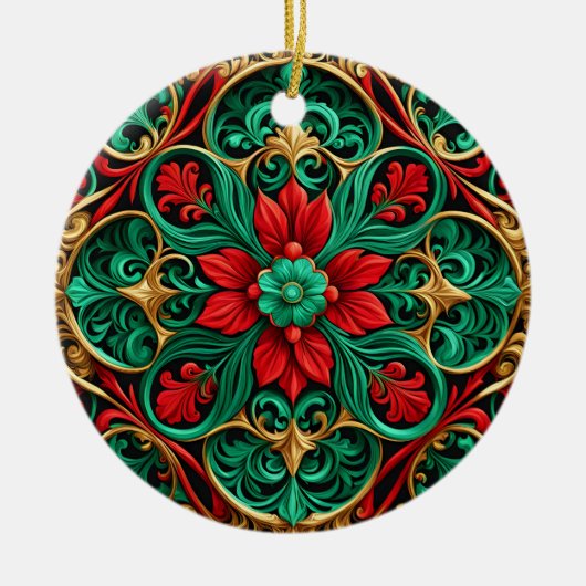 Decoratief rood groen vakantie Ornament (Voorkant)