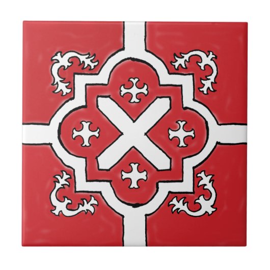 Decoratief Rood Spaans stijldeel Tegeltje (Voorkant)