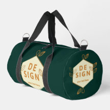 Decoratief roomkleurig zeshoekig logo op een donke