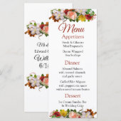 Decoratief Roos Goud Boeket Wedding Menu Kaart (Voorkant / Achterkant)
