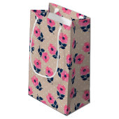Decoratief roze beige Floral ontwerp Klein Cadeauzakje (Achterkant Gekanteld)