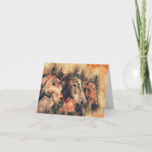 Decoratief Schilderen van de Waterverf van paarden Kaart