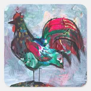 Decoratief schilderij onderzetter van acrylvogelst vierkante sticker