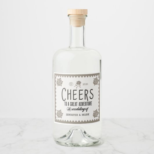 decoratief script bruiloft likeur Label Likeurfles Etiket (Voorkant)