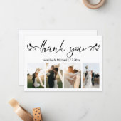 Decoratief script Dank u 4 foto's bruiloft Notitiekaartje (Voorkant / Achterkant in situ)