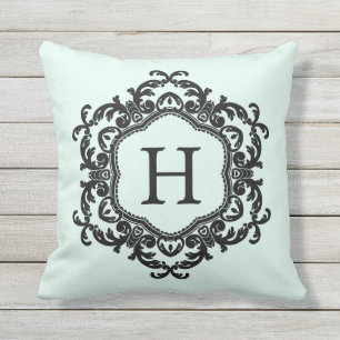Decoratief sierlijk Lijst Mint Green Monogram Buitenkussen