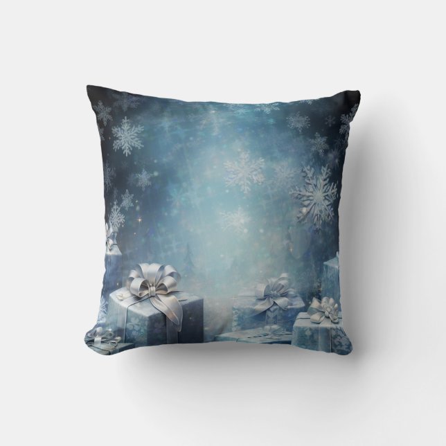 Decoratief Sneeuwblauw en Witte Ball Merry Kerstmi Kussen (Voorkant)
