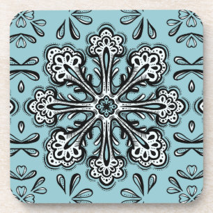 Decoratief Snowflake Fun Abstract Blue Winter Bier Onderzetter