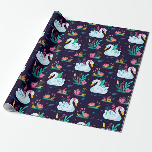 Decoratief Swan Cadeaupapier (Uitgerold)