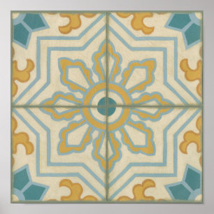 Decoratief Tile Patroon van de Oude Wereld Poster