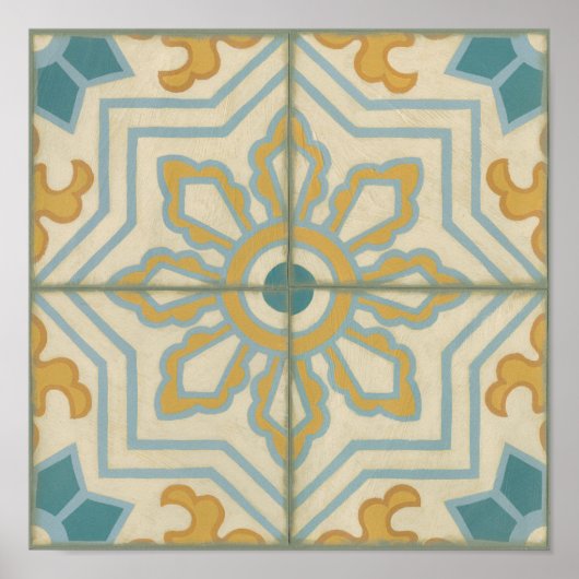 Decoratief Tile Patroon van de Oude Wereld Poster (Voorkant)