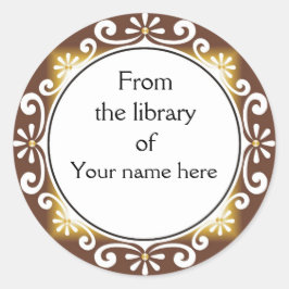 Decoratief uit de bibliotheek van de boekenplaten ronde sticker