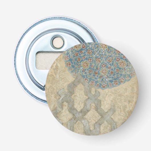 Decoratief zilver Bosbouw Button Flesopener (Voorkant)