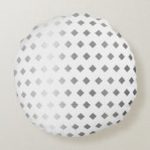 Decoratief Zilver Grijs Wit Diamant Patroon Rond Kussen (Achterkant)