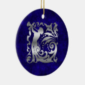 Decoratief zilver kerstfeest keramisch ornament (Rechts)