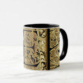 Decoratief zwart en Gold Letter E Coffee-Mok Mok (Voorkant rechts)
