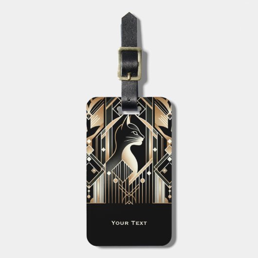 Decoratief Zwart Kat Abstract Bagagelabel (Voorkant verticaal)