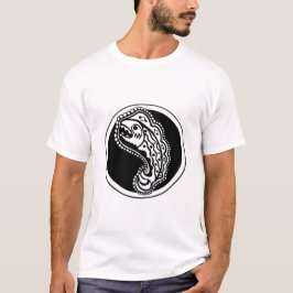 Decoratief zwart-wit visontwerp t-shirt